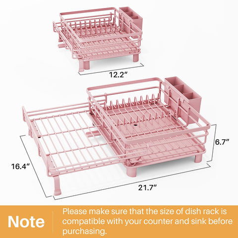 SNTD dish rack with angled drip tray directs water into the sink.