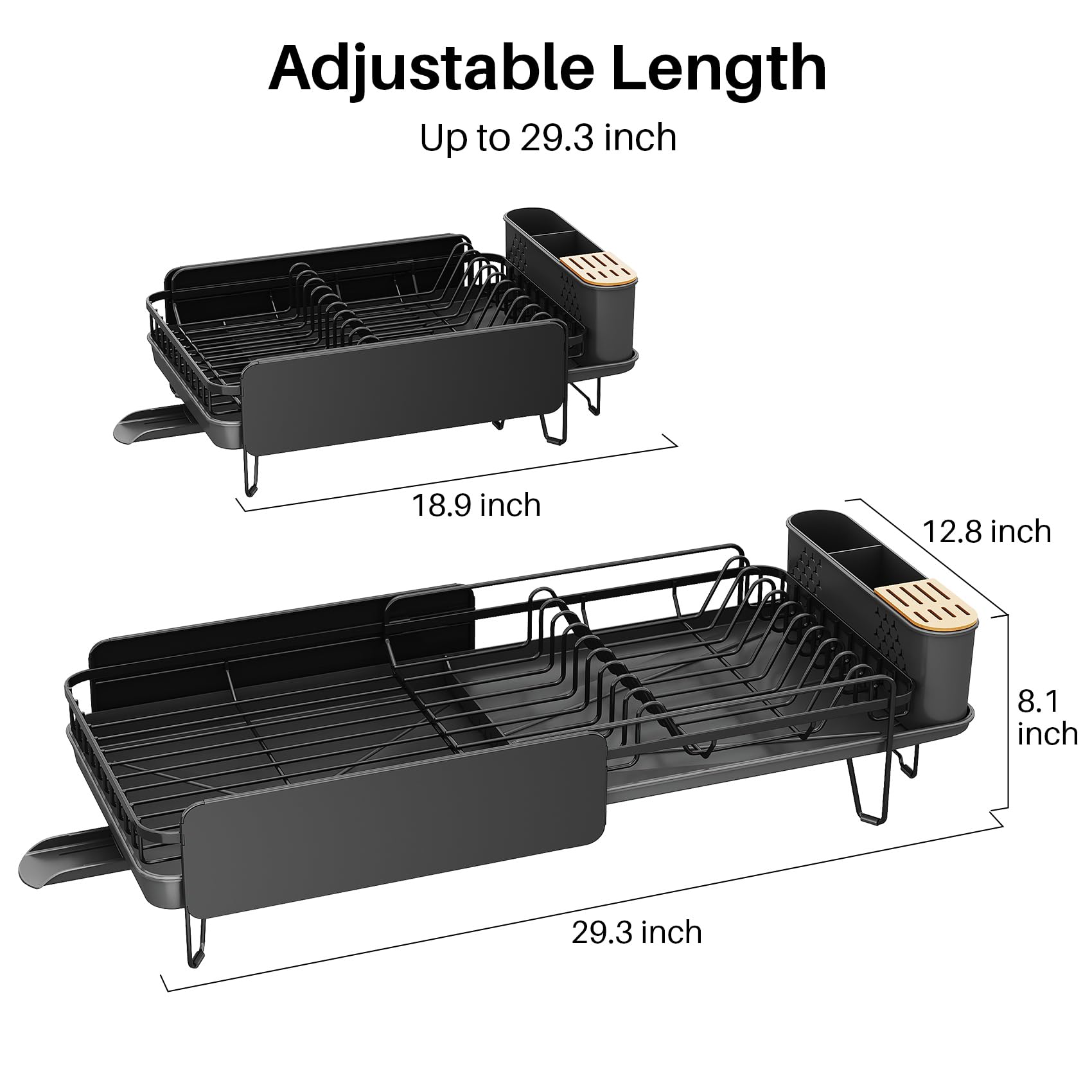 SNTD dish drying rack compact-base image highlights compact footprint for tight countertops.
