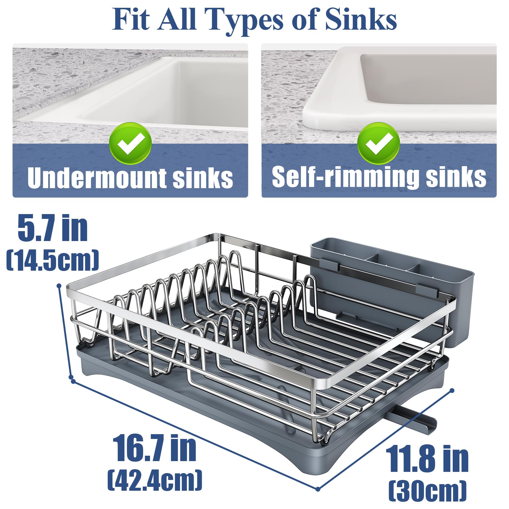 SNTD dish drying rack close-up of drain spout and elevated rails