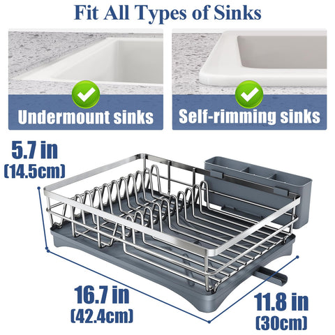 SNTD dish drying rack close-up of drain spout and elevated rails