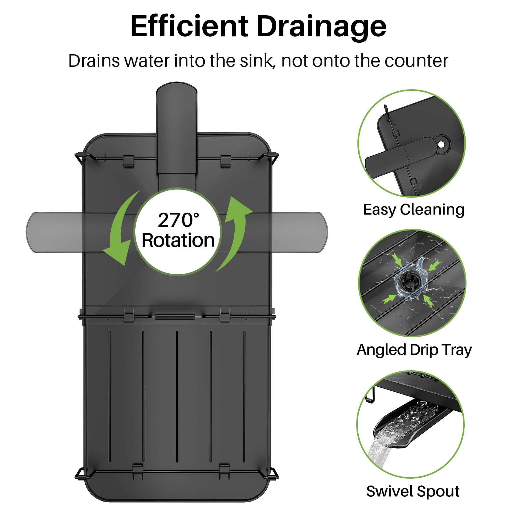SNTD Dish Drying Rack drainage spout channels water into sink efficiently