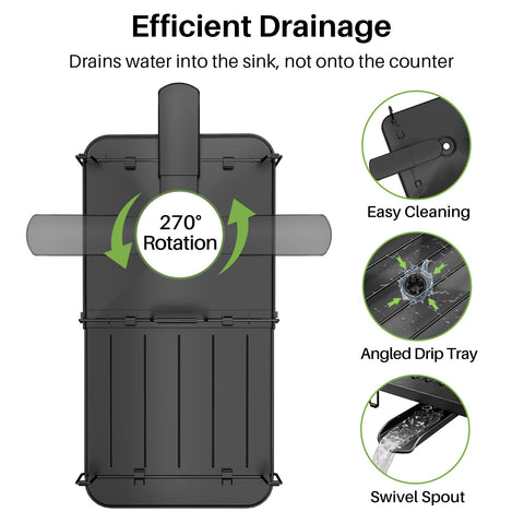 SNTD Dish Drying Rack drainage spout channels water into sink efficiently