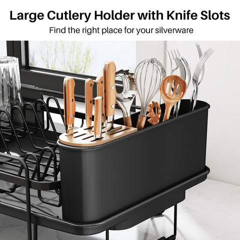 SNTD dish drying rack easy-assembly-cleaning shows tool-free setup and quick cleaning.