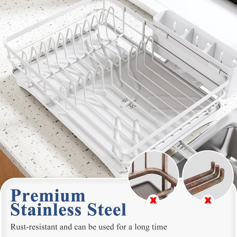 SNTD dish drying rack easy-assembly design for quick setup without tools.