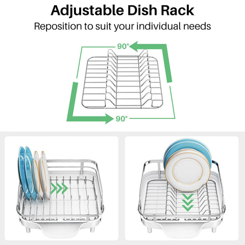 SNTD dish drying rack elevated-feet improve drainage flow.