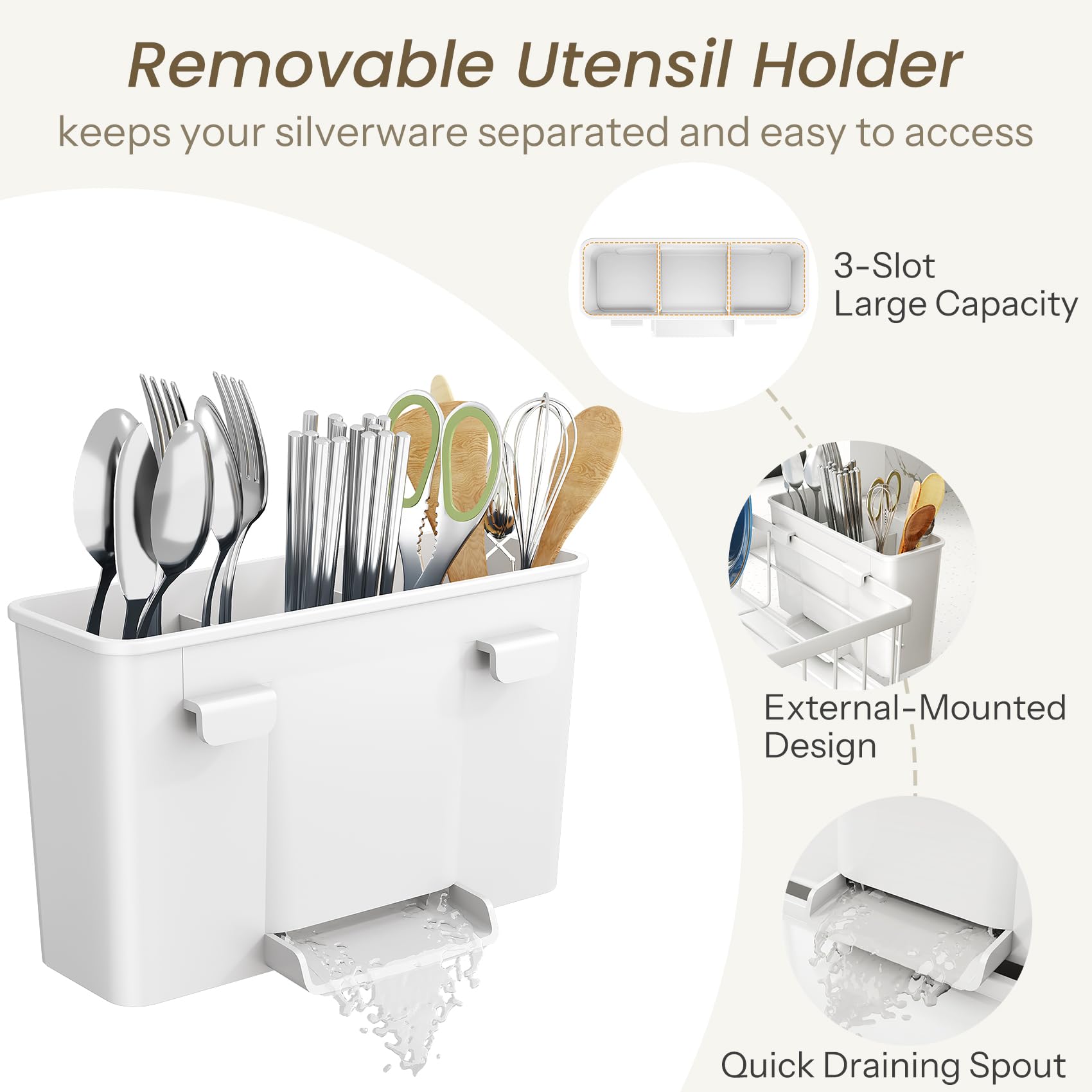 SNTD Dish Drying Rack elevated legs fit various sink styles.