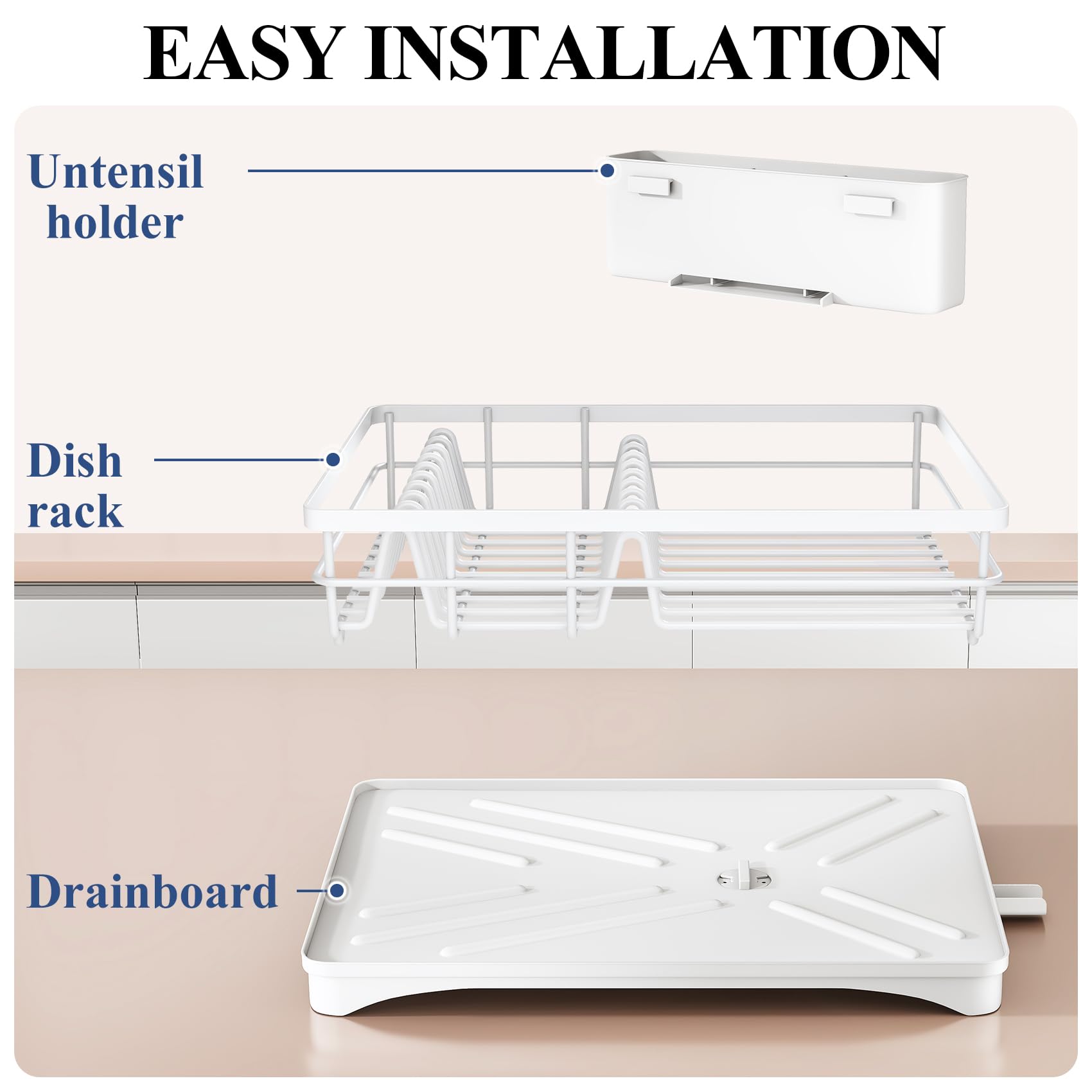 SNTD elevated rails protect dishes from slipping and tipping during drying.