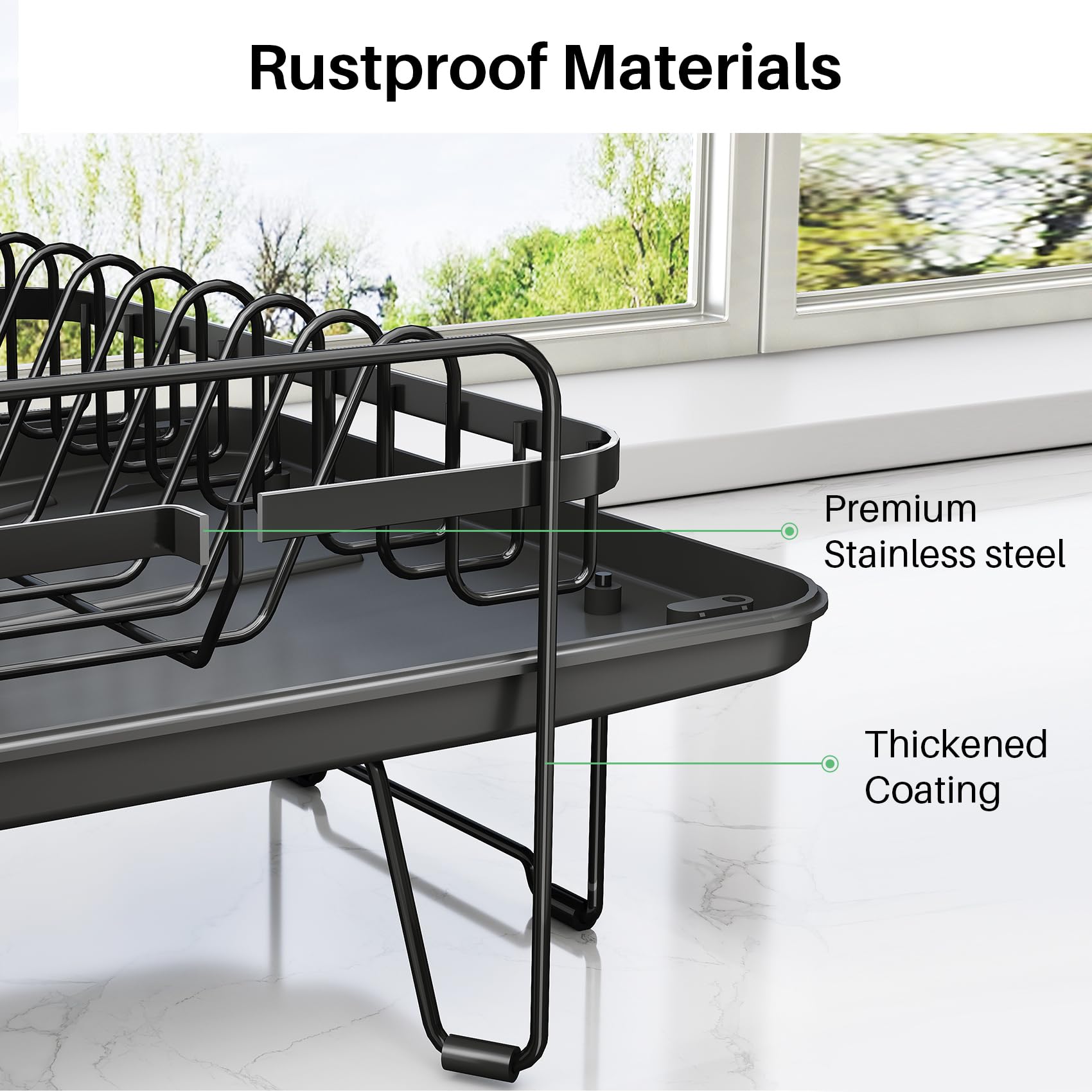 SNTD dish drying rack knife-slot-detachable offers safe knife storage and easy removal.