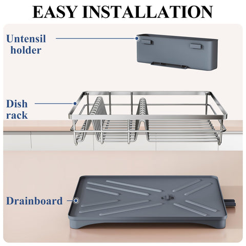 SNTD dish drying rack large capacity holding plates and bowls