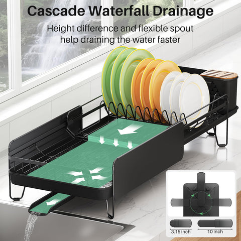 SNTD dish drying rack rustproof stainless steel construction emphasizes durability.