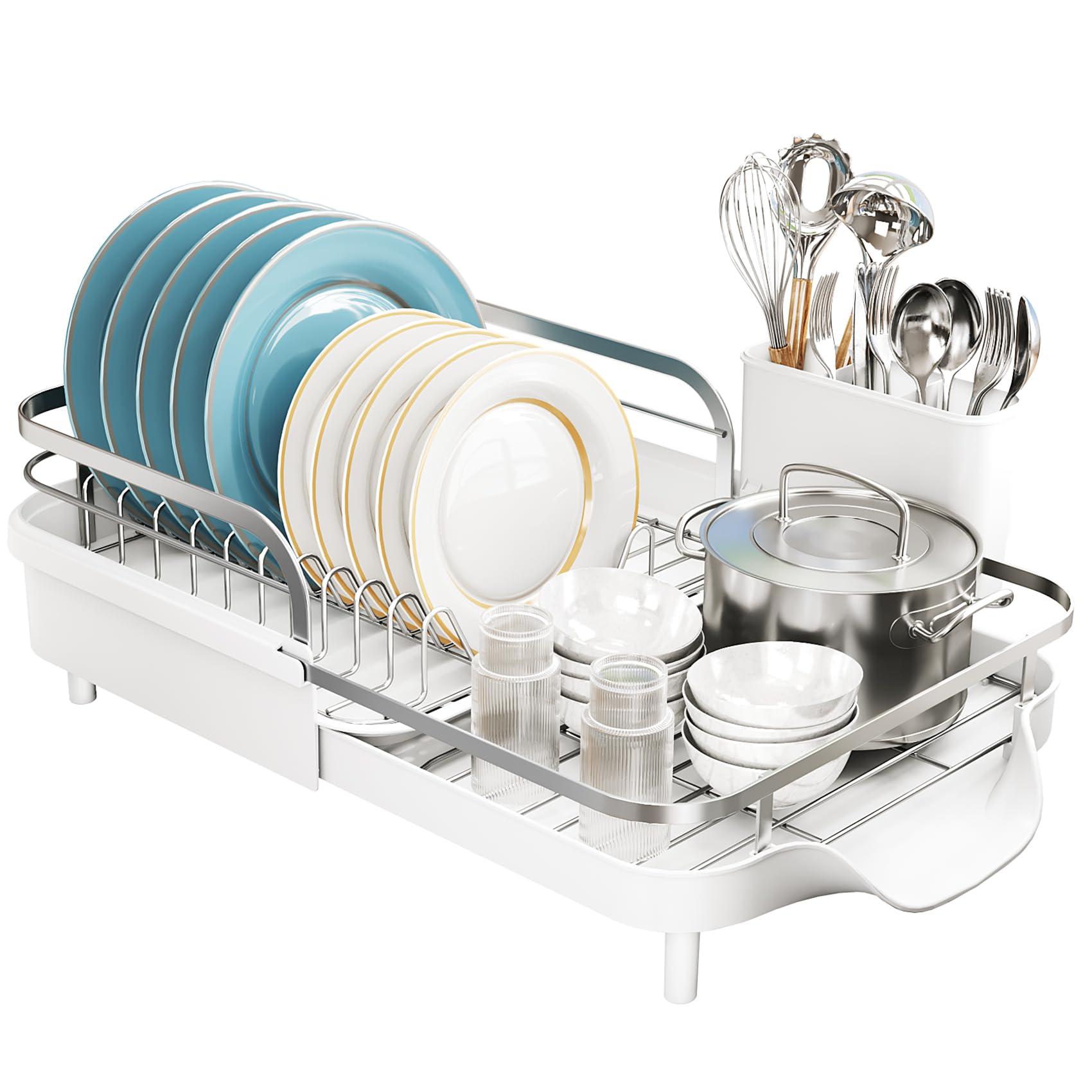 SNTD dish drying rack sink-drainage guides water away.