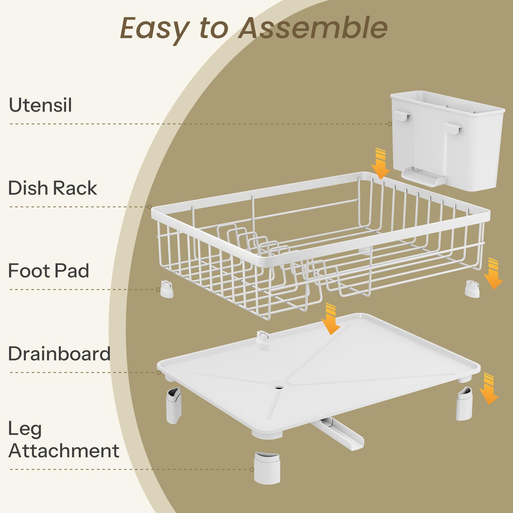 SNTD Dish Drying Rack water-drain channel directs moisture to sink.