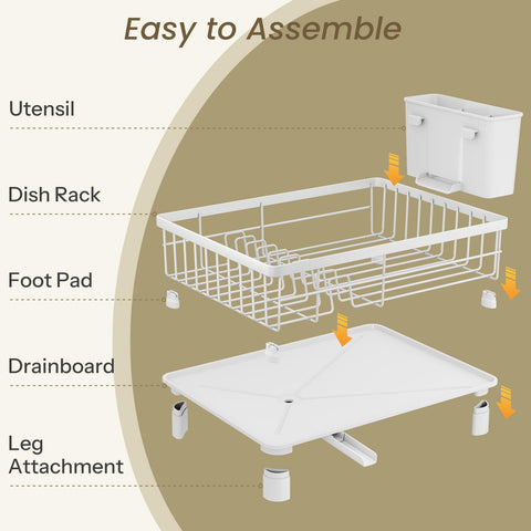 SNTD Dish Drying Rack water-drain channel directs moisture to sink.