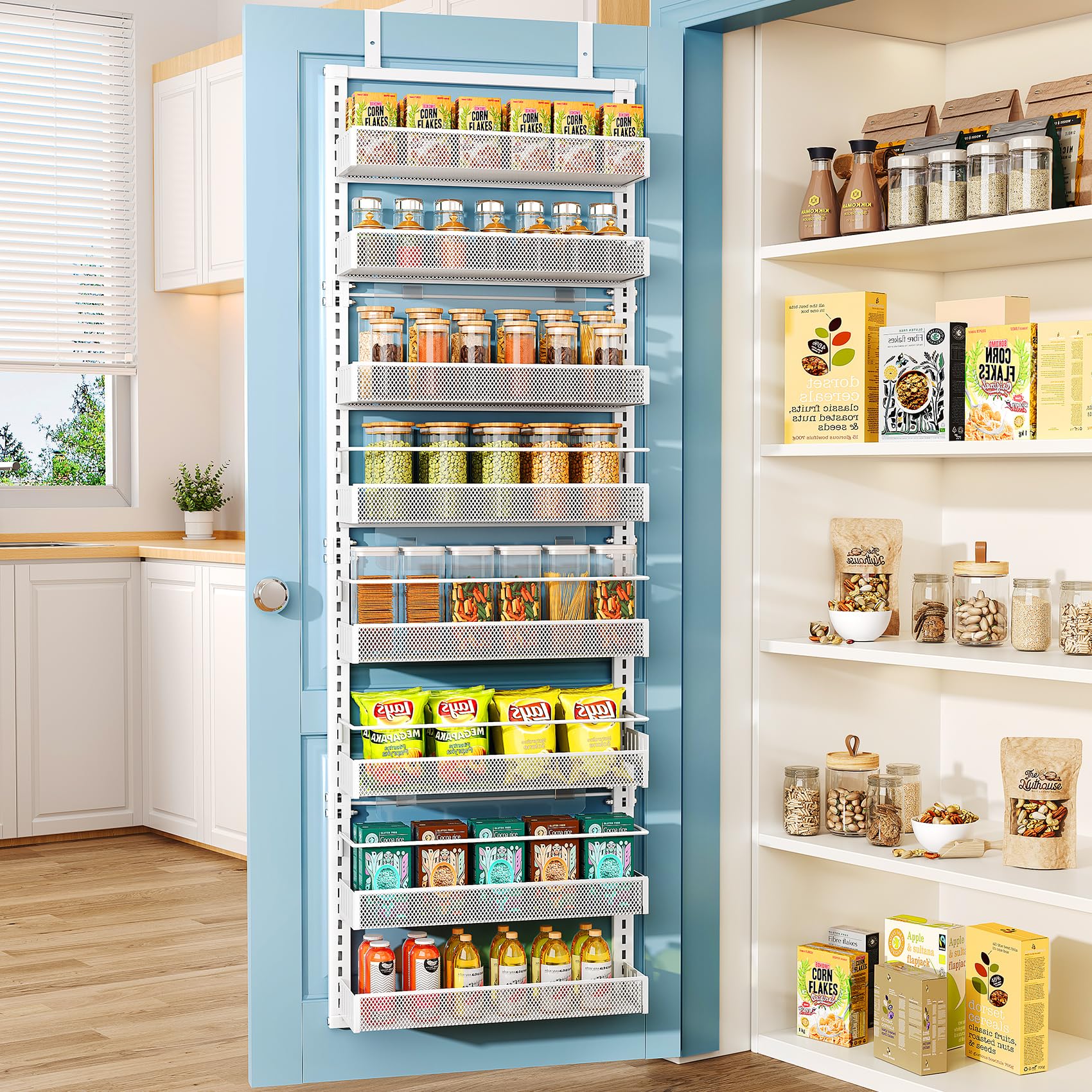 SNTD Over the Door Pantry Organizer door-hanger-assembly provides a stable, sway-free fit.