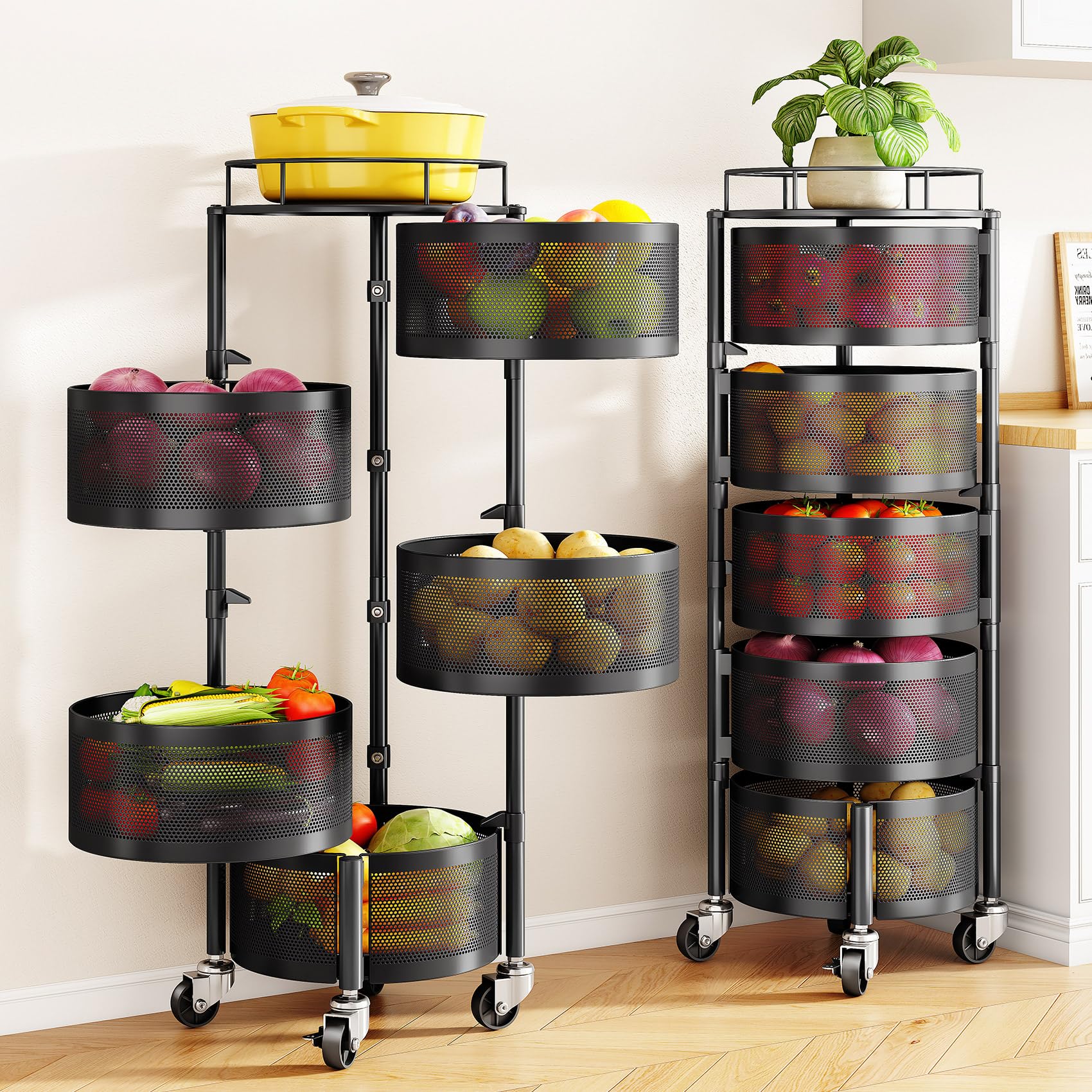 SNTD fruit basket top lid closed protecting produce and saving counter space.