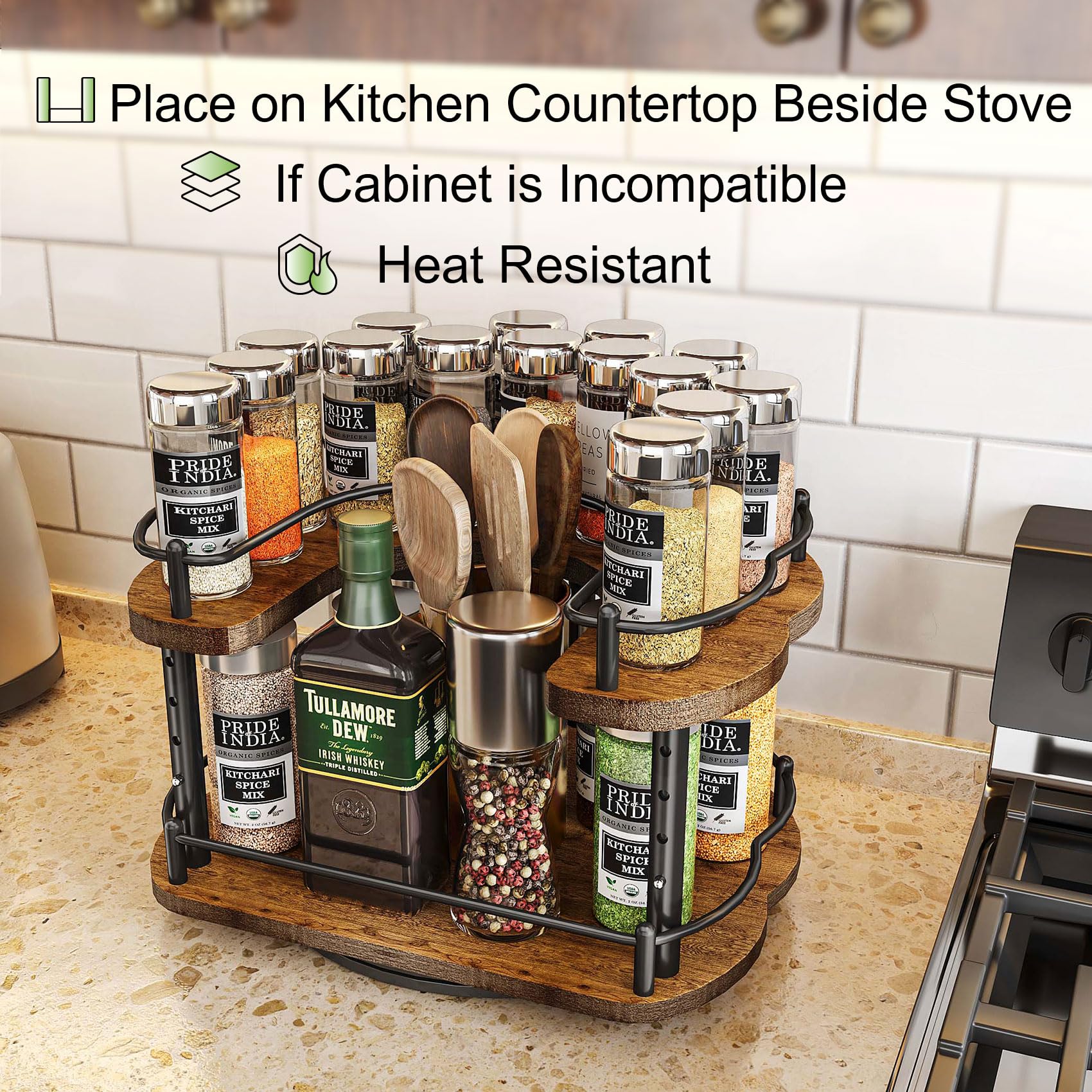 SNTD adjustable-height four levels to fit various spice jars