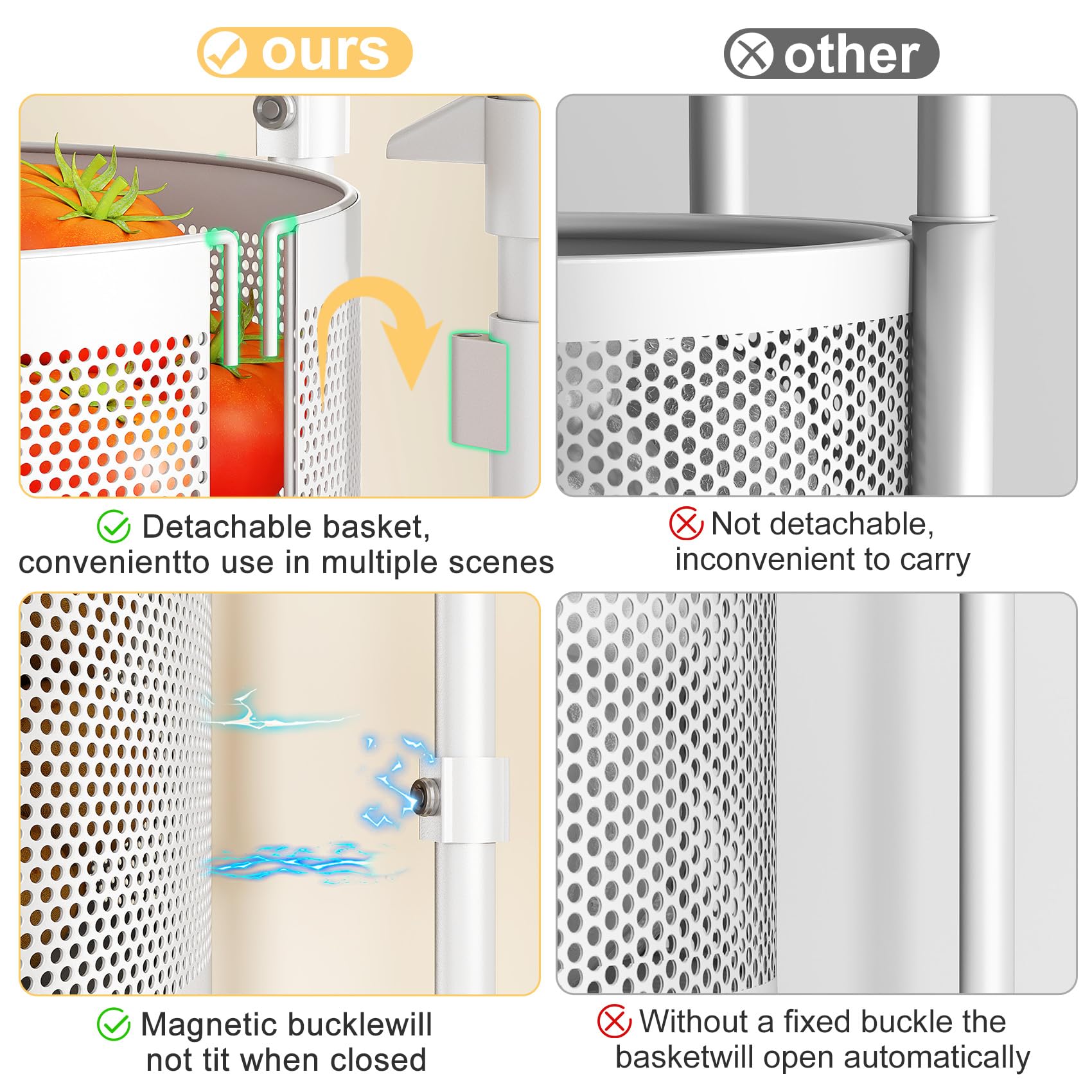 SNTD mesh-basket-airflow helps keep produce fresh and evenly aired.