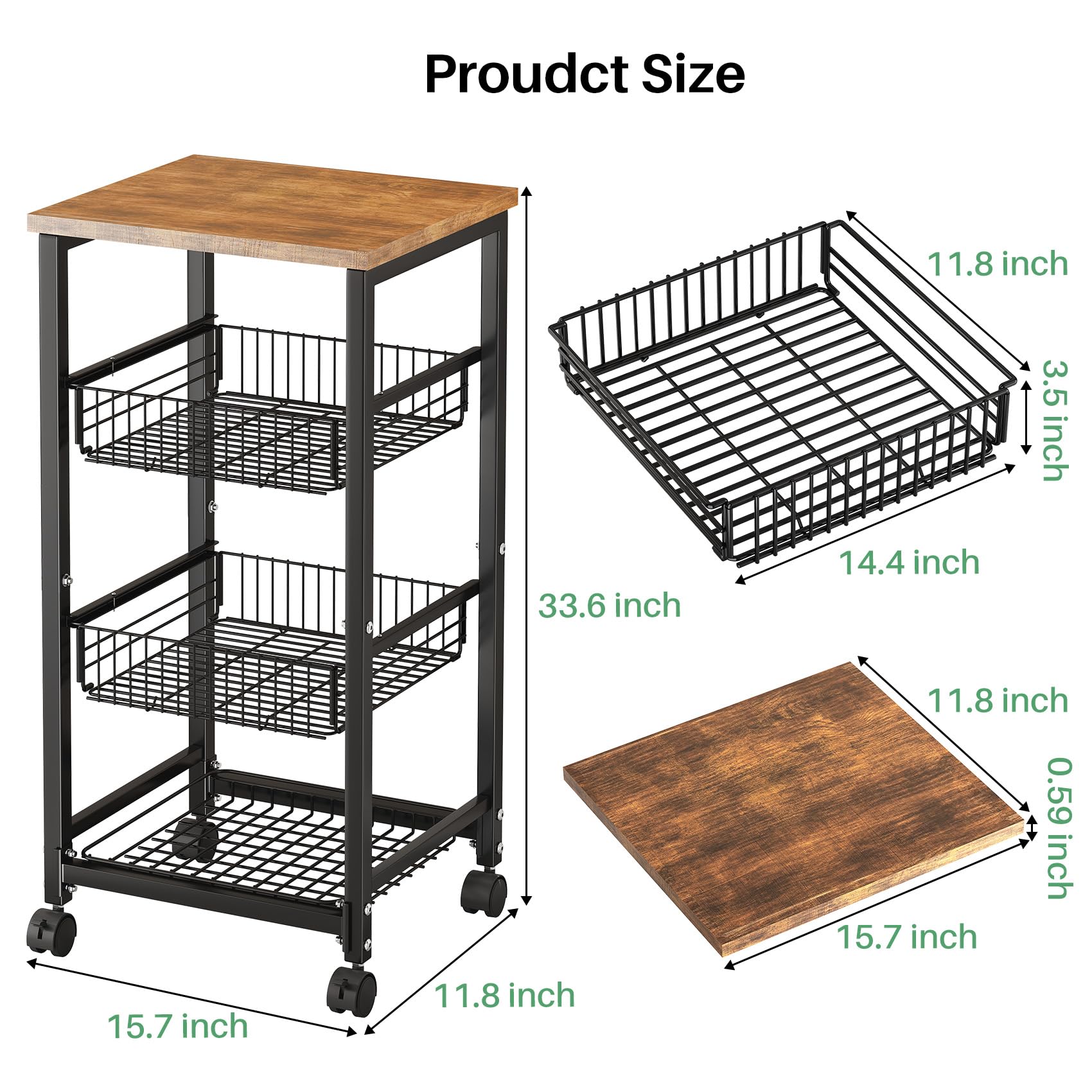 SNTD pull-out 4-tier baskets showcasing versatile storage for produce and snacks
