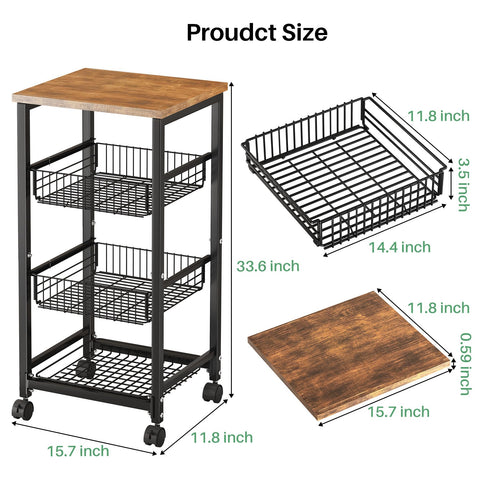 SNTD pull-out 4-tier baskets showcasing versatile storage for produce and snacks