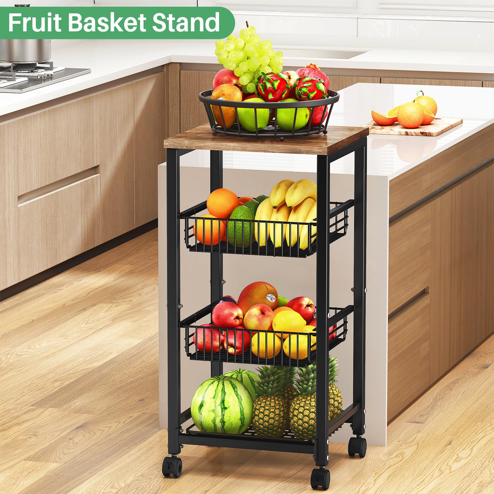 SNTD rolling kitchen rack with wheels for easy repositioning and cleaning