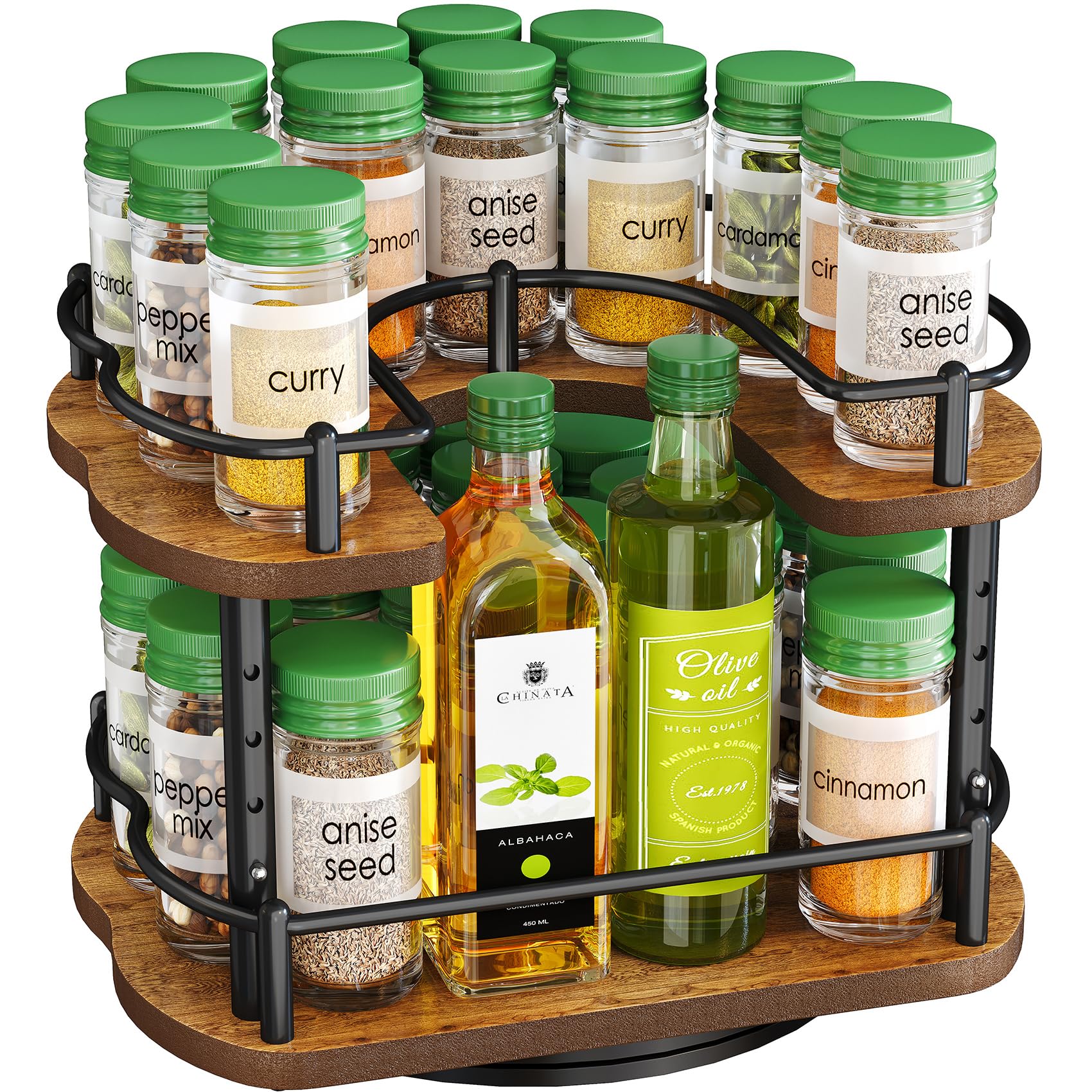 SNTD Spice Organizer D-shape front view saves cabinet space and fits against the door