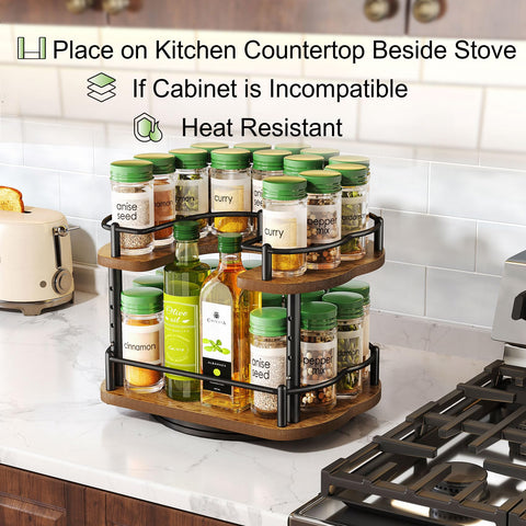 SNTD rotating spice organizer shows smooth rotation and clear jar visibility for quick selection