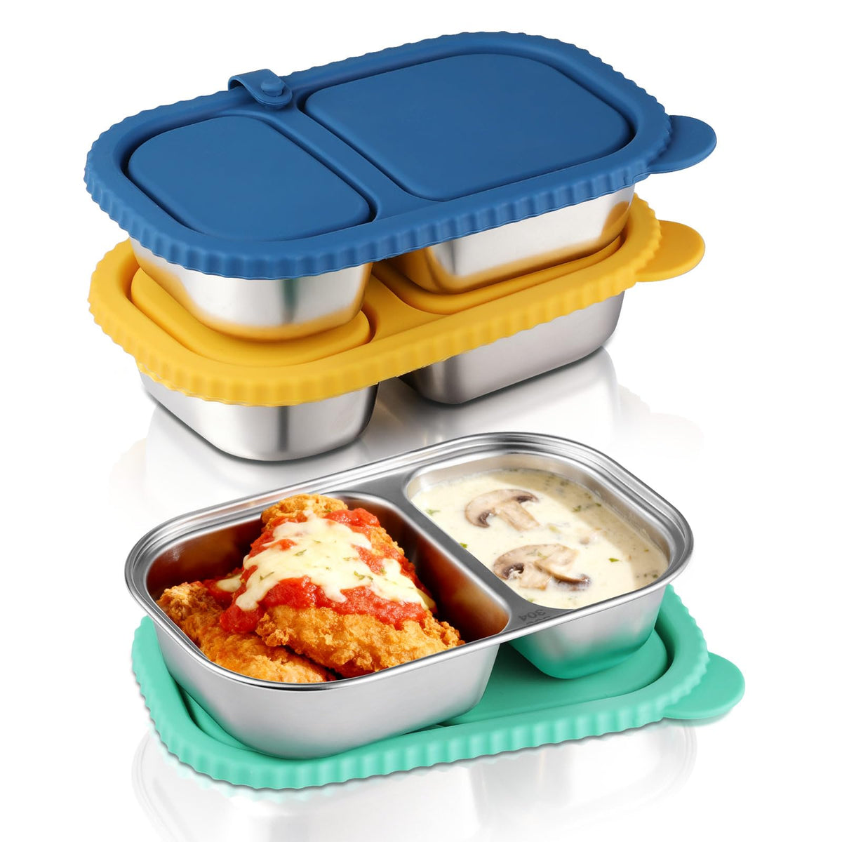 Snuggery 3-pack stainless steel snack containers with lids for organized meals on the go