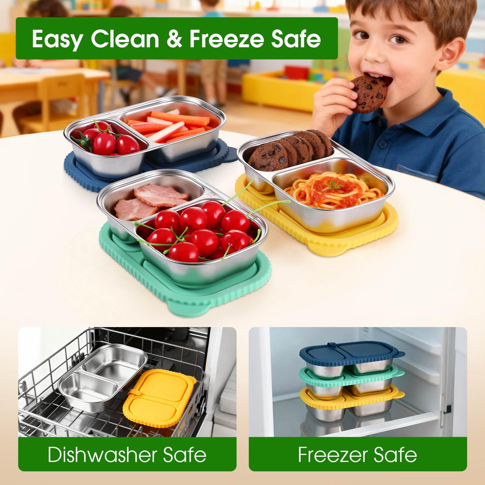 Snuggery compact and lightweight snack container fits in lunch bags