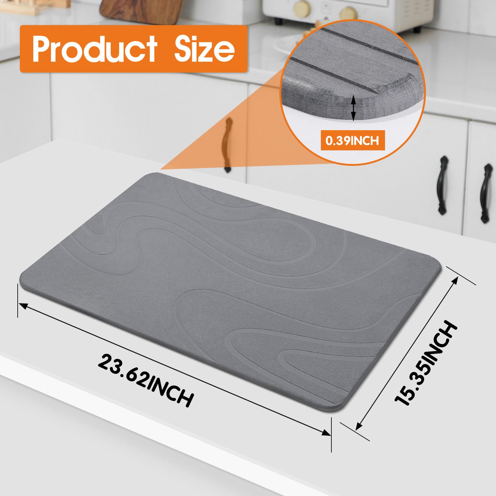 Snuggery diatomite drying pad with non-slip base keeps plates steady.