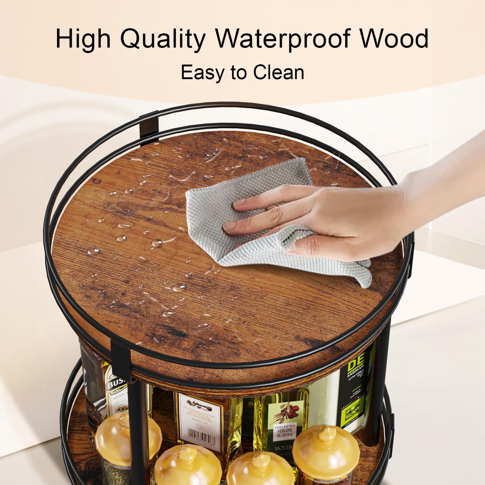 Snughome kitchen countertop organizer fits compact spaces while adding warm vintage charm.