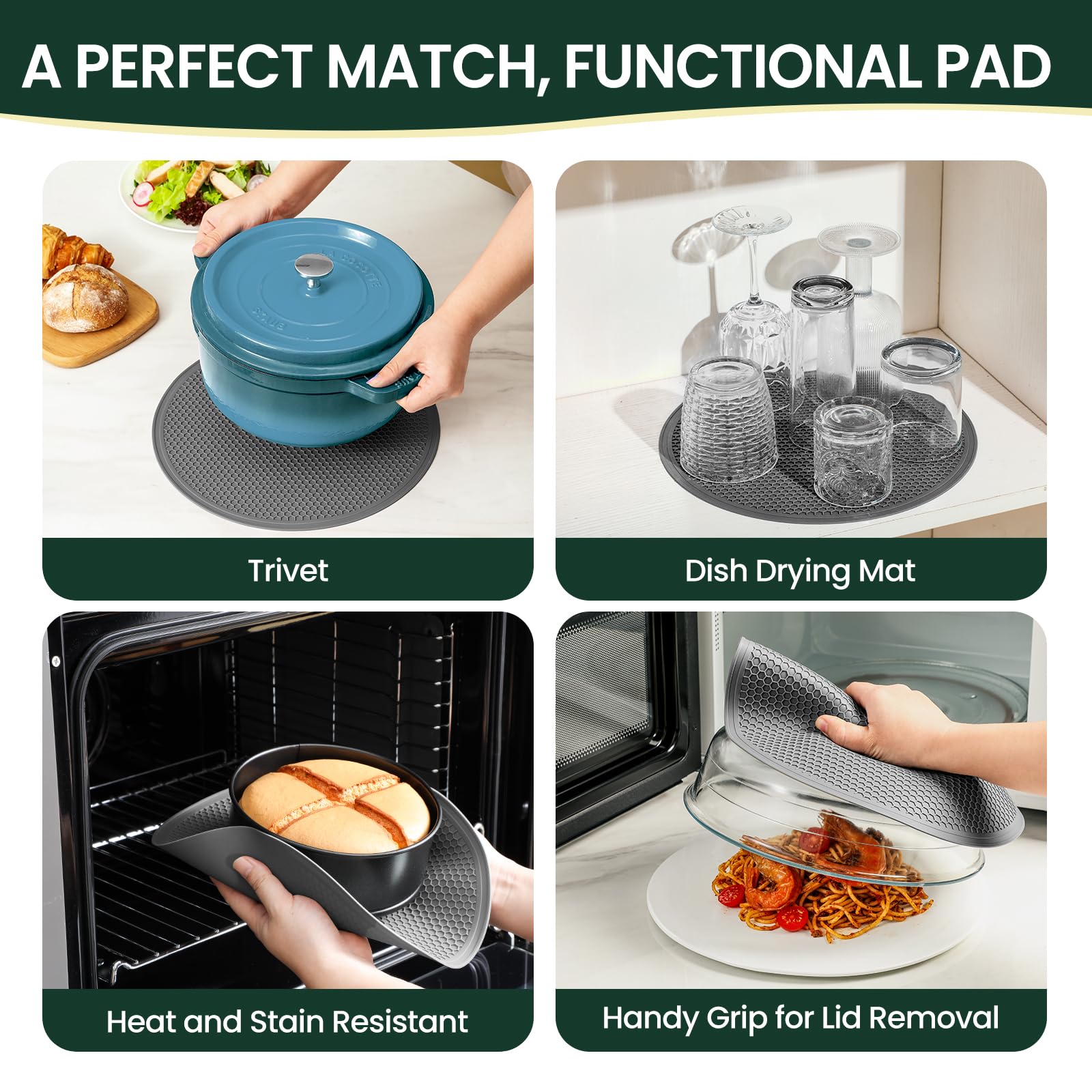 Snuvid borosilicate glass lid with handle for easy placement and removal.
