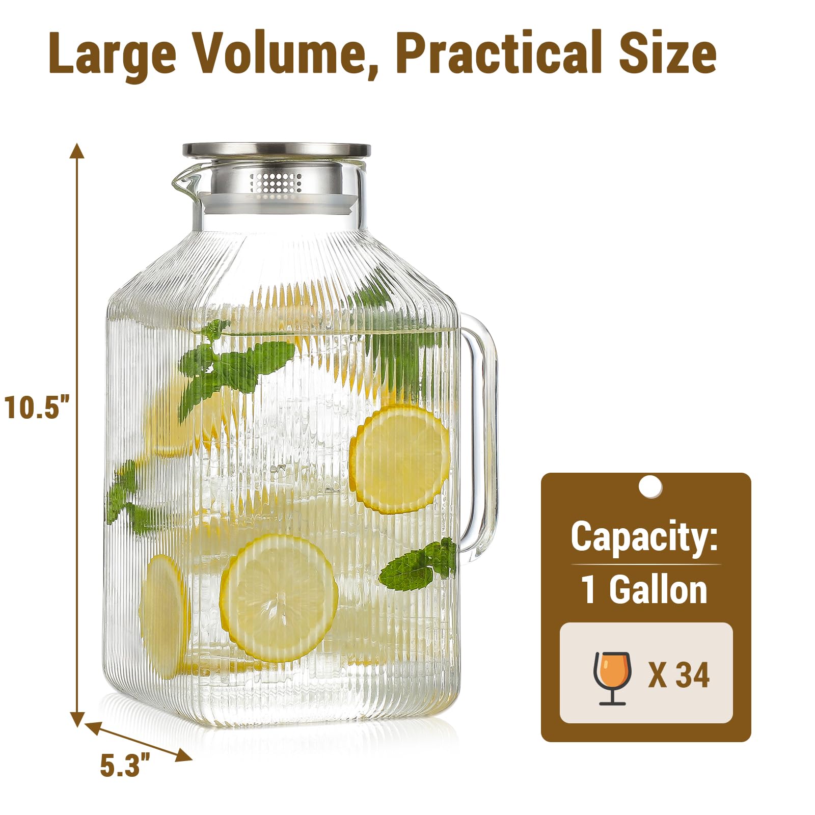 Snuvid borosilicate glass pitcher shows crystal clarity for bright beverages.
