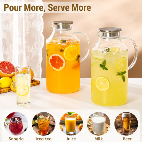 Snuvid borosilicate glass pitcher demonstrates temperature resilience for hot or cold drinks.
