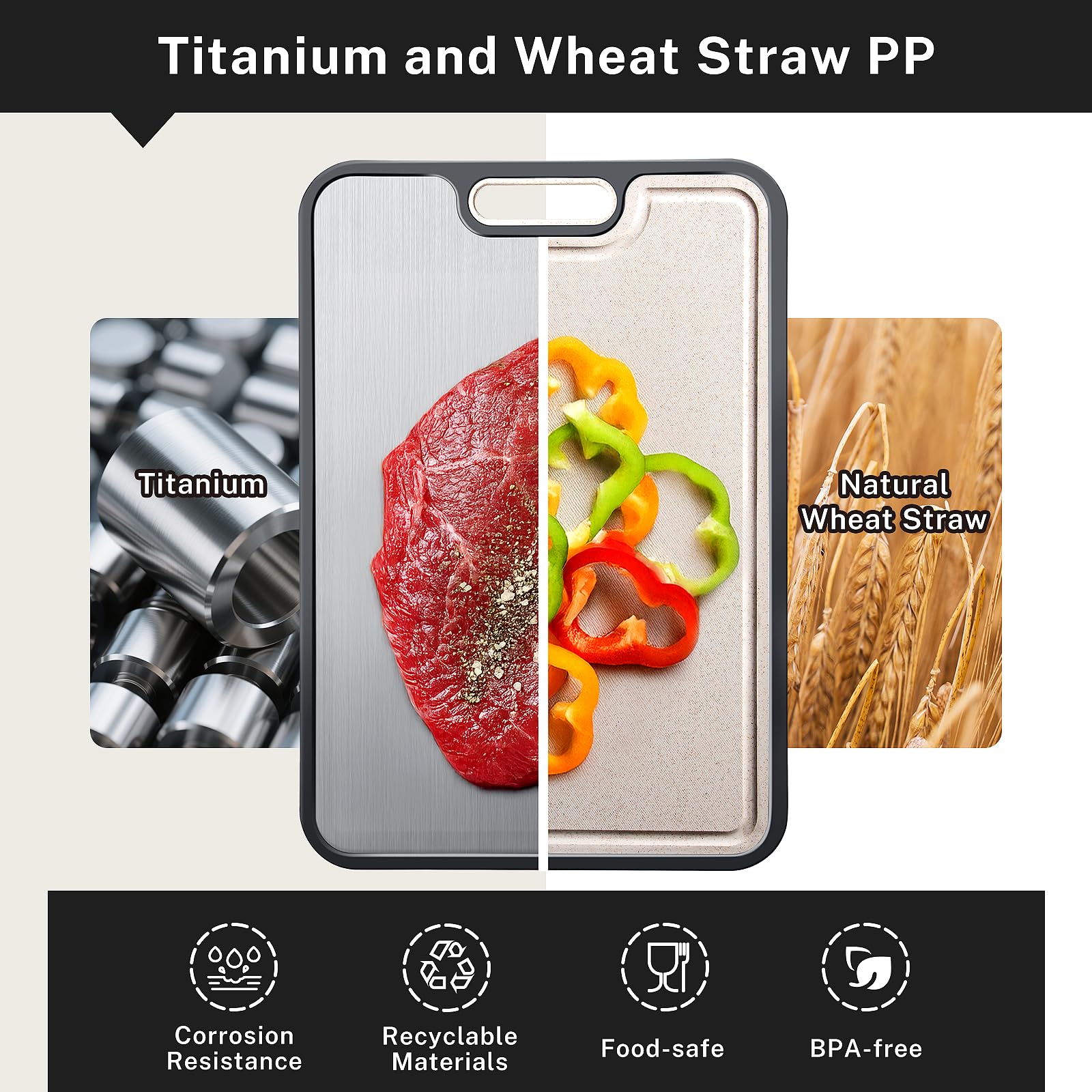 Snuvid titanium surface close-up showing knife-friendly, residue-free area