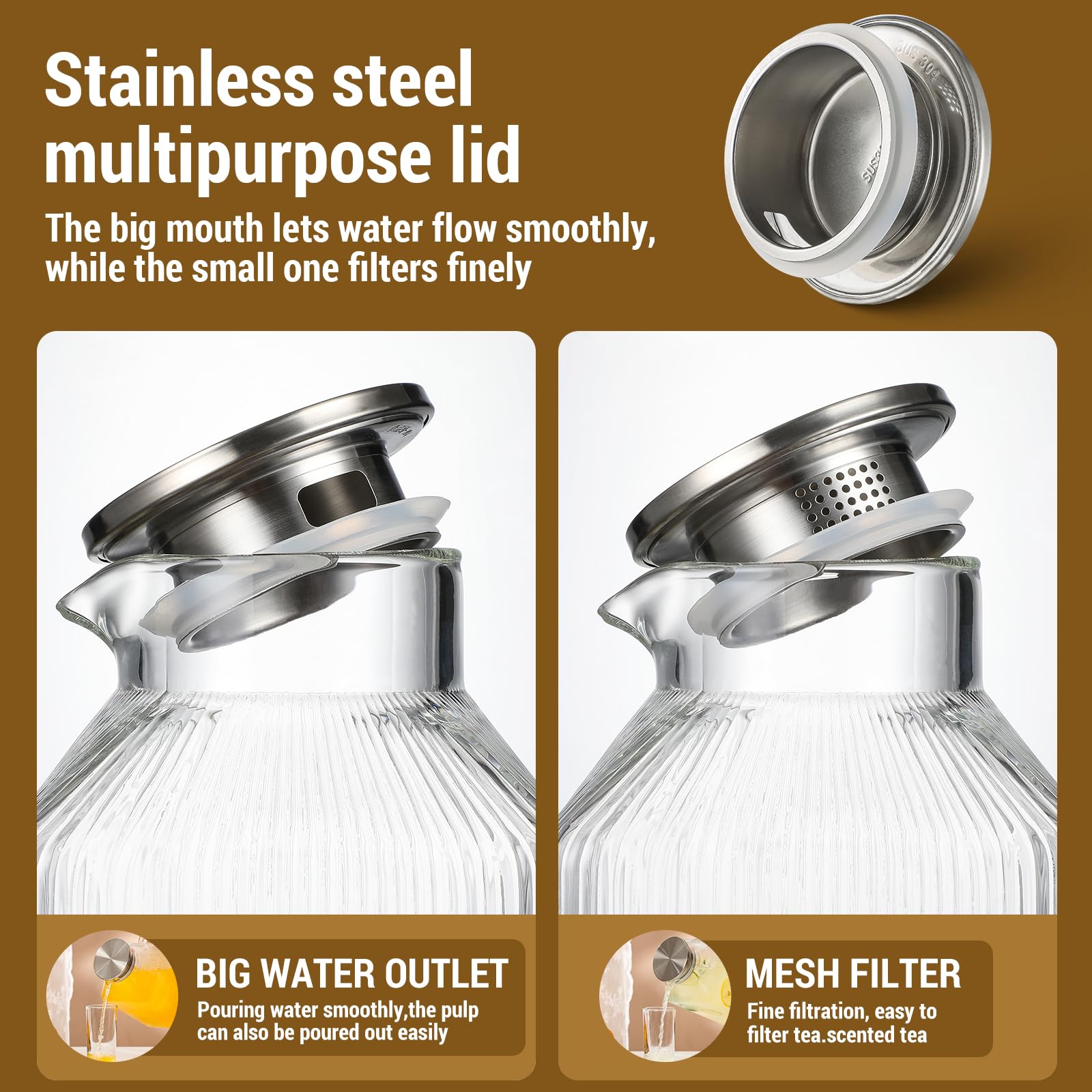 Snuvid dual-pour lid mechanism offers control for tea or juice.