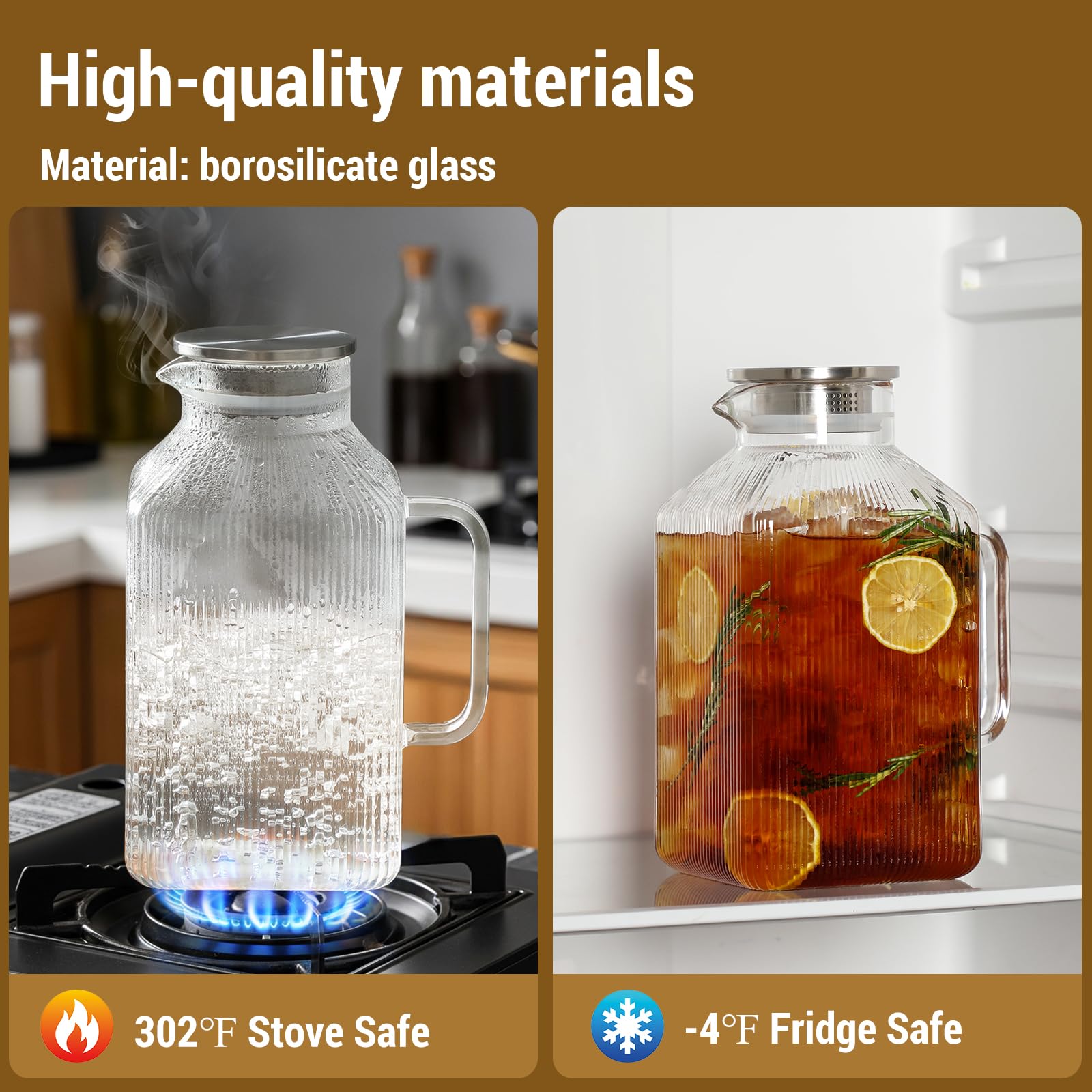 Snuvid saves fridge space with a large capacity pitcher.