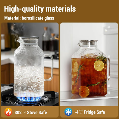 Snuvid saves fridge space with a large capacity pitcher.