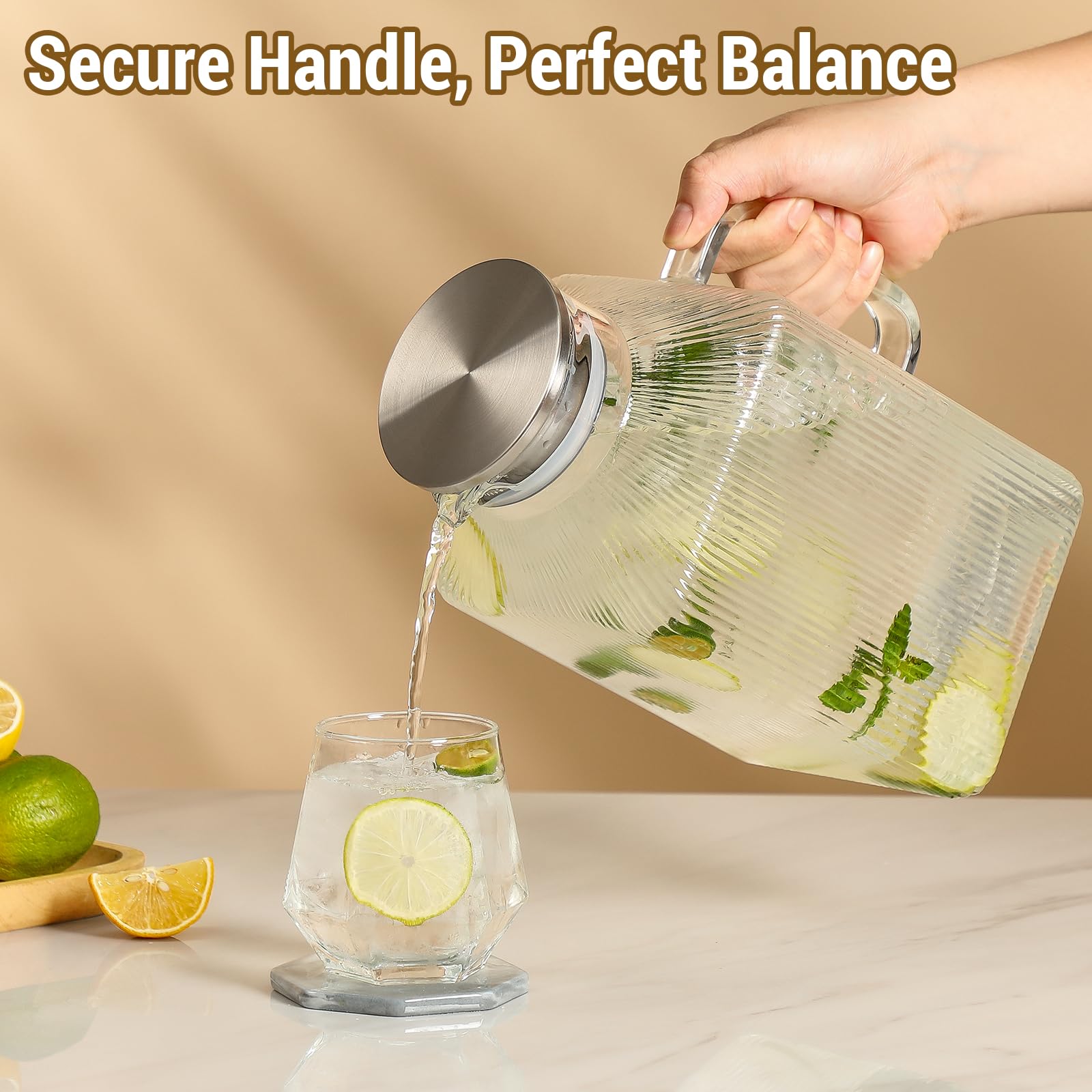 Snuvid pitcher suits iced tea and juices for gatherings.