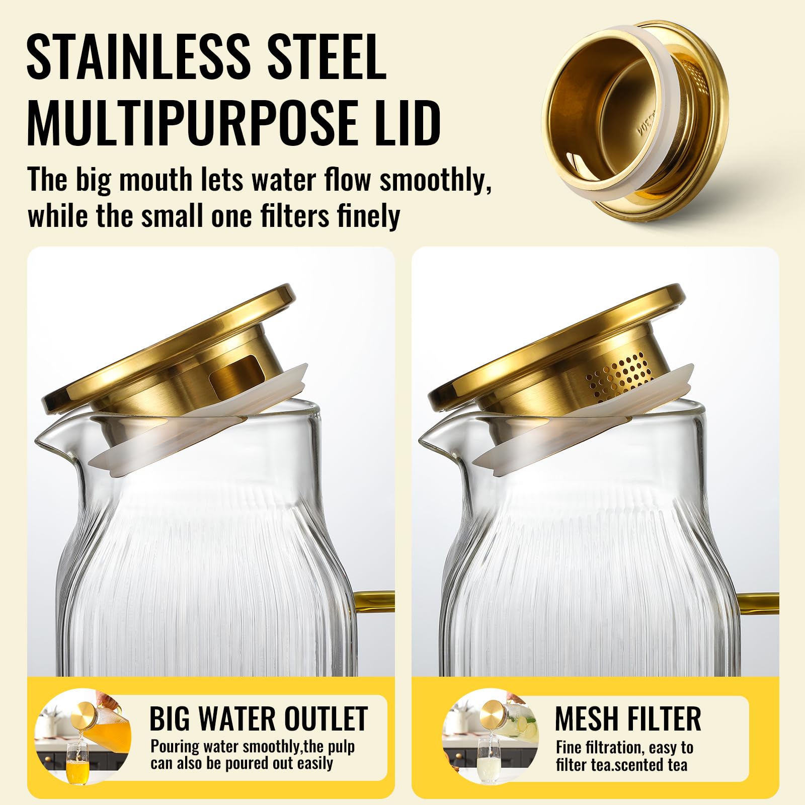 Snuvid borosilicate glass pitcher shows crystal clarity for beverages.