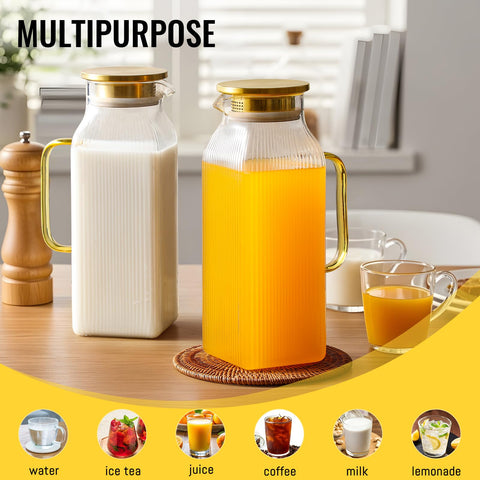 Snuvid pitcher gold lid with dual-pour opening for infusions.