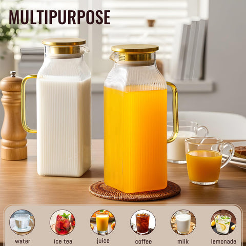 Clear borosilicate glass showcases vibrant beverages and stripes