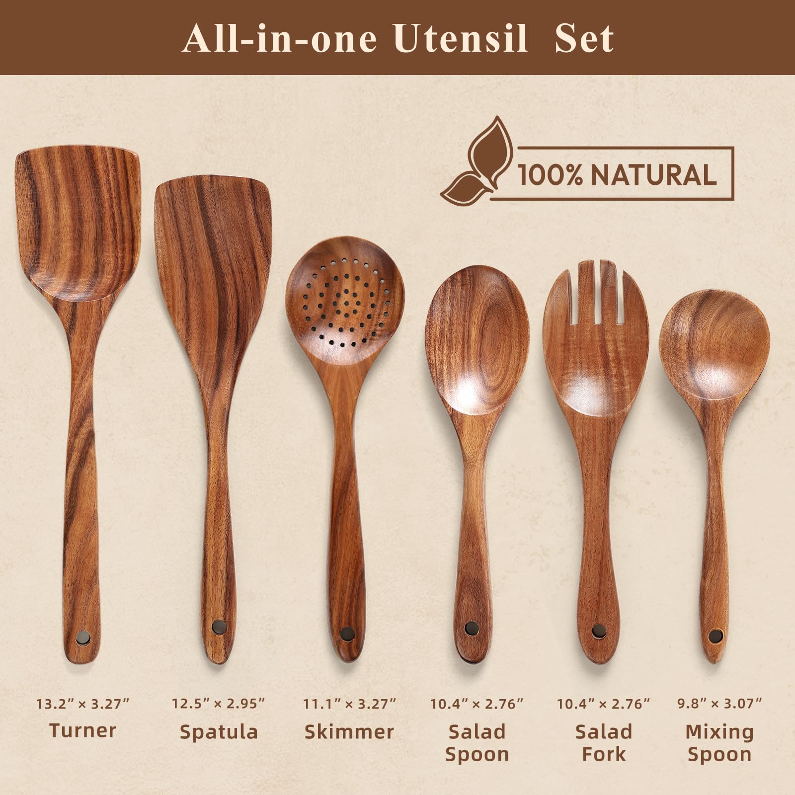 Snuvid teak wooden spatula showing smooth finish for gentle stirring.