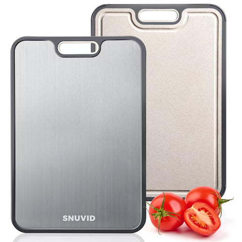 Snuvid titanium cutting board with dual sides for meat and produce prep