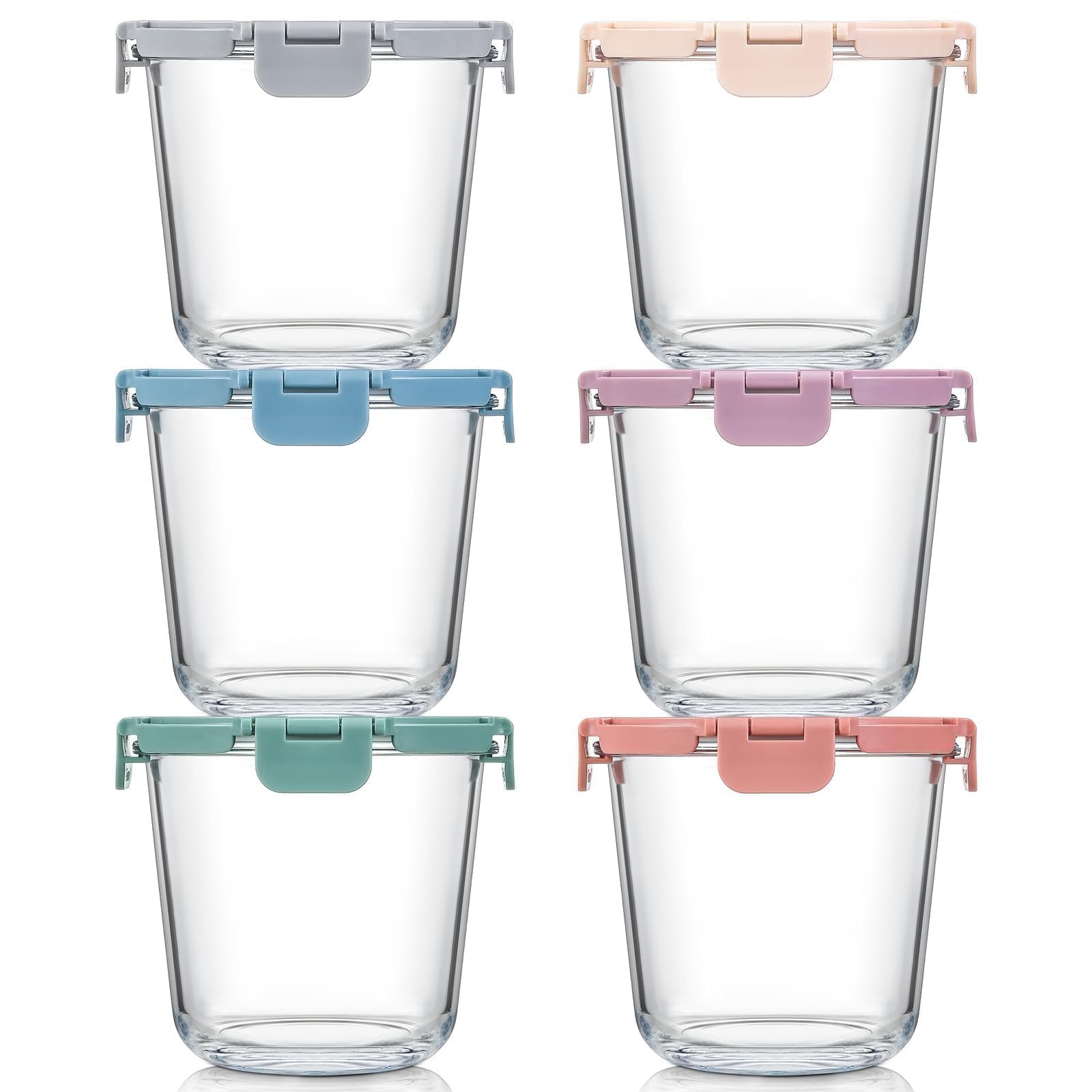 Snuvid upgraded lid 6-set glass containers for durable meal prep.