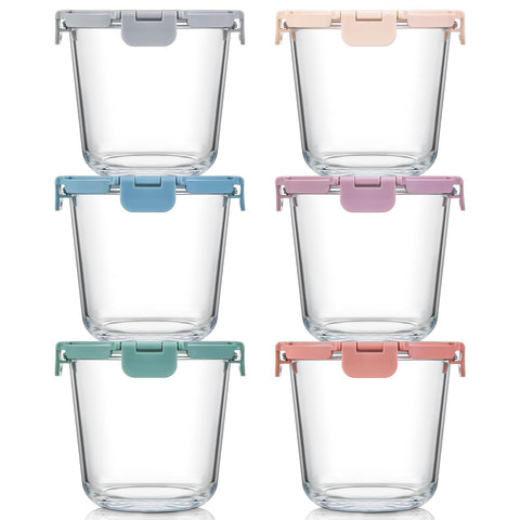Snuvid upgraded lid 6-set glass containers for durable meal prep.