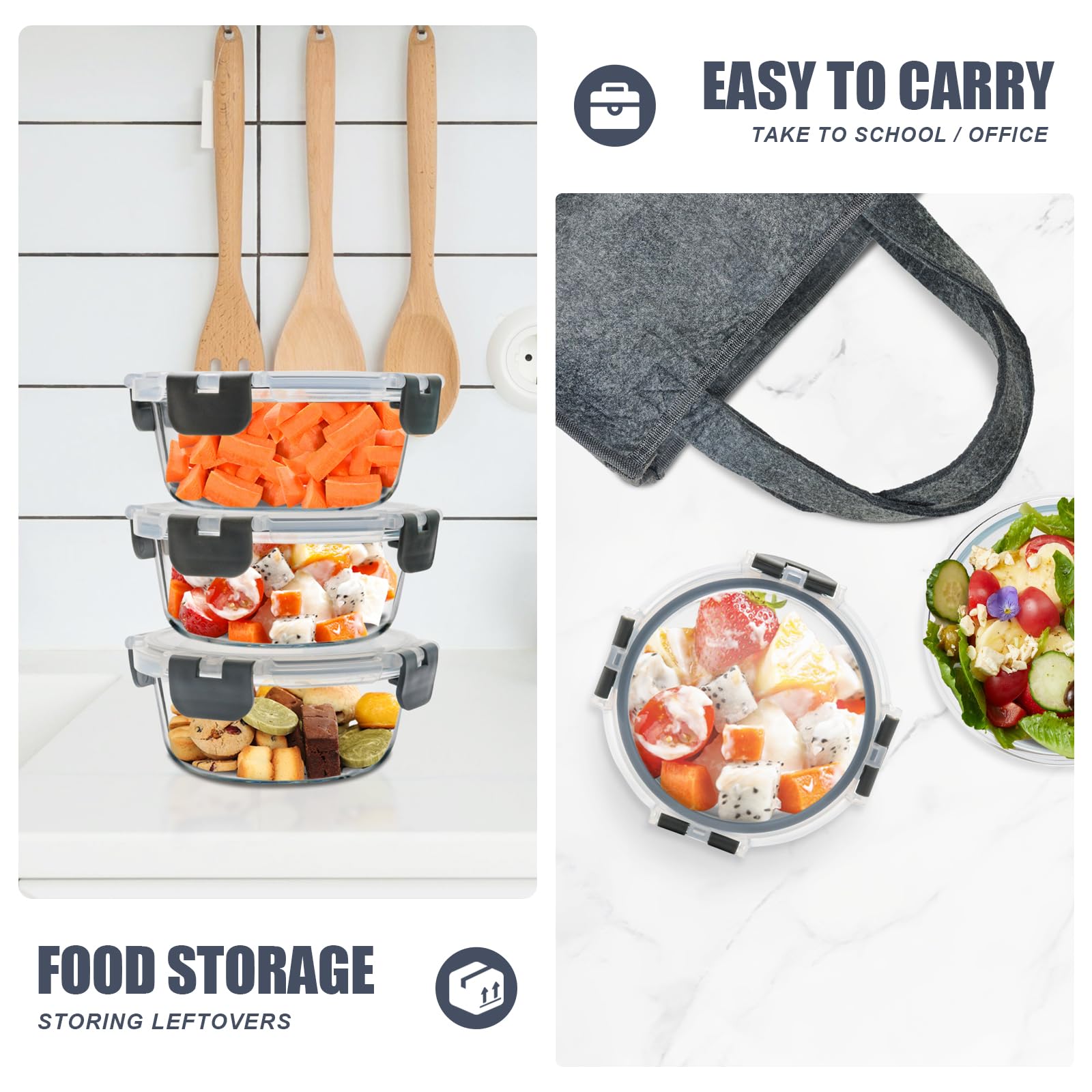 SOACOAKO 13oz containers are stackable to save kitchen space