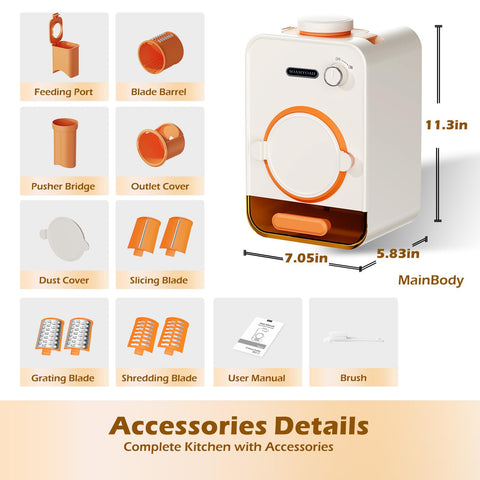 SOAMYOAH durable stainless steel blades for long-lasting slicing and shredding.