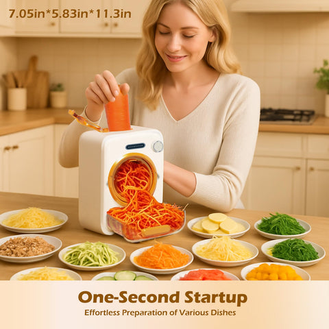 SOAMYOAH slicer blades in action speed up home cooking.