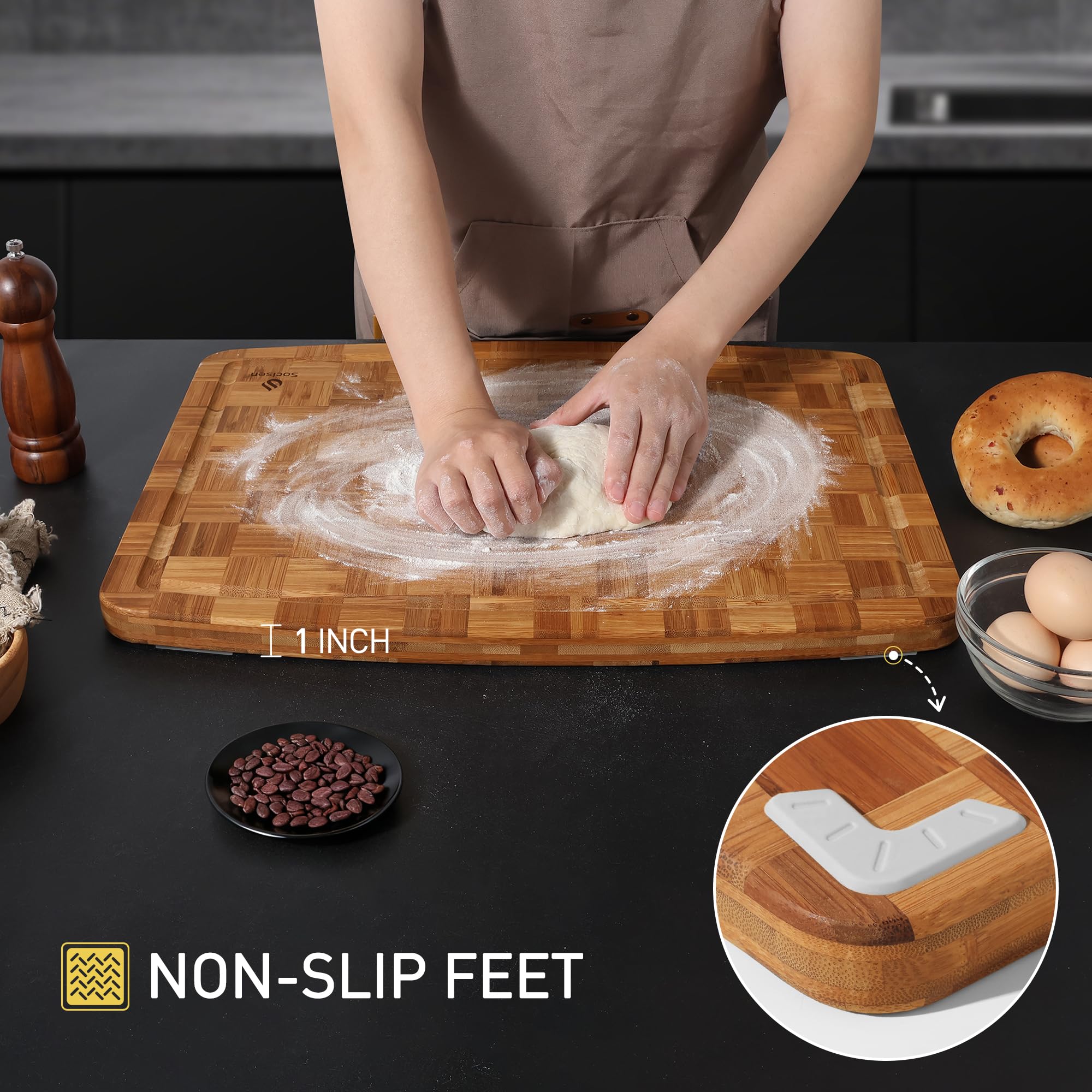 Socisen 5-layer bamboo cutting board offers durable, warp-resistant performance