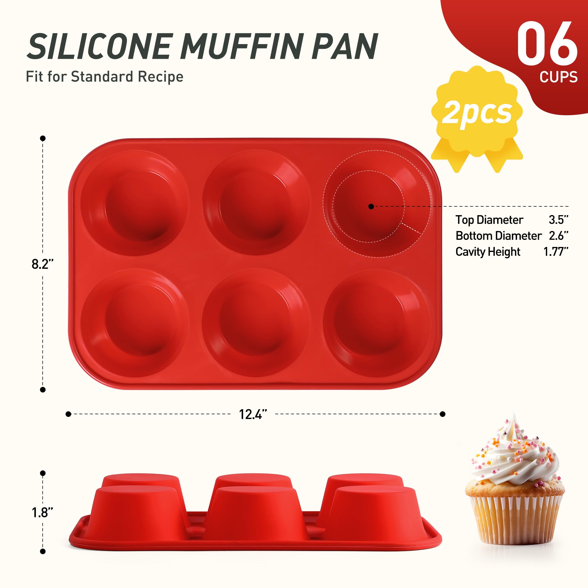 Socisen jumbo six-cup muffin pan top view showing equal cup layout